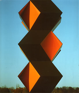 <span style="font-weight: bold">>Walsroder Stele< </span><br />Stahl, geschweißt;  zweifarbig Einbrennlackierung (Detailfoto)  –  1974