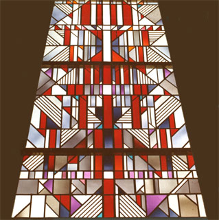 <span style="font-weight: bold">Glasfenster – Zachäuskirche Hannover</span><br />Detail des 8 m hohen Altarfensters – Bleiverglasung mit Echtantikglas <br />(Ausführung nach dem Entwurf von Hans Sasse, Hann.)